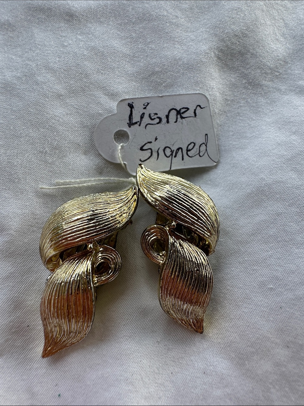 Gold-Tone Leaf Wave Clip-On Earrings